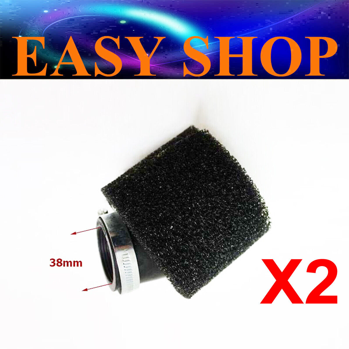 2x 38mm 39mm Bent Foam Air Filter 110cc 125cc 150cc Atomic Assassin Thumpstar MX
