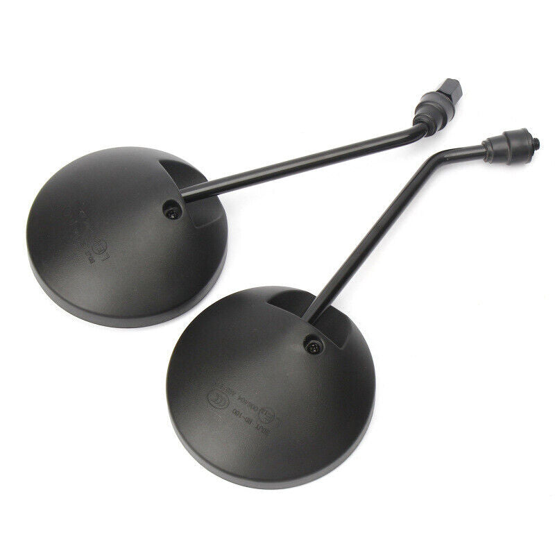 Pair Round Black Universal Motorcycle Mirror 8mm Thread Rear View Side Mirrors