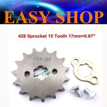 17mm 428 15 TOOTH FRONT CHAIN SPROCKET COG 125cc 150cc 250cc Atomic DHZ Assassin