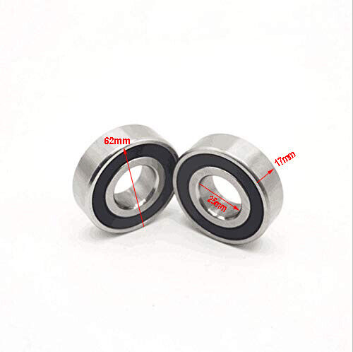 2x 6305RS 25mm x 62mm x 17mm Deep Groove Ball Bearing Double Sealed Roller Axle