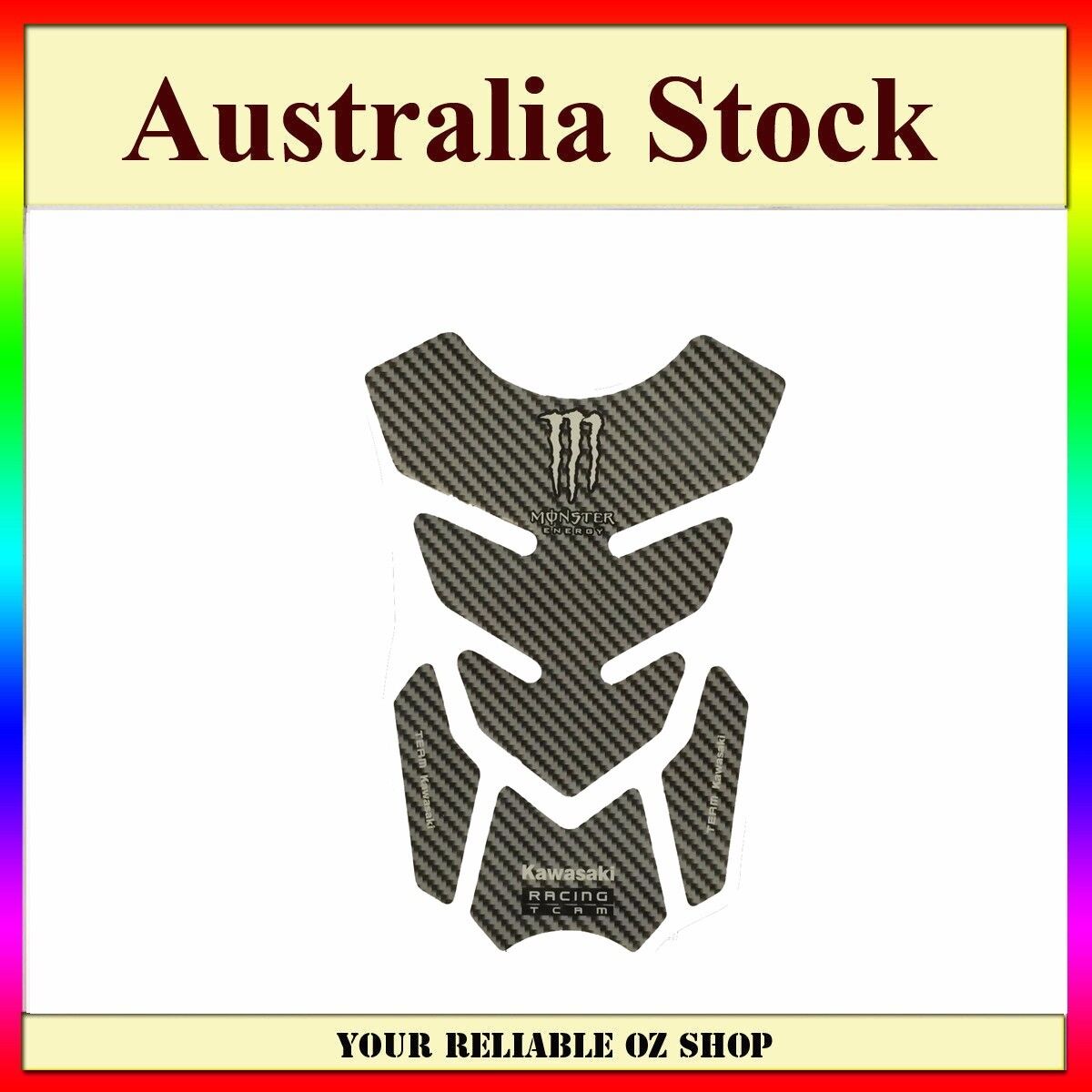 KAWASAKI RACING TEAM GAS FUEL PETROL TANK PAD PROTECTOR CARBON MOTOCROSS BIKE