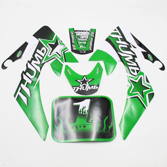 Green Sticker Decal Kit Fairing XR50 CRF 50cc 70cc 90cc 125cc Dirt Pit Pro Bike