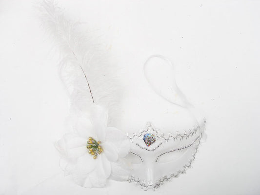 Women White Lady Feather Mask Costume Masquerade Cosplay Party Venetian Ball Eye