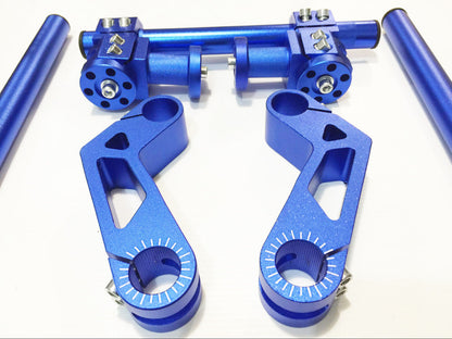 Blue Adjustable Steering Handle Bar Suzuki Honda Kawasaki Yamaha Motorcycle Bike