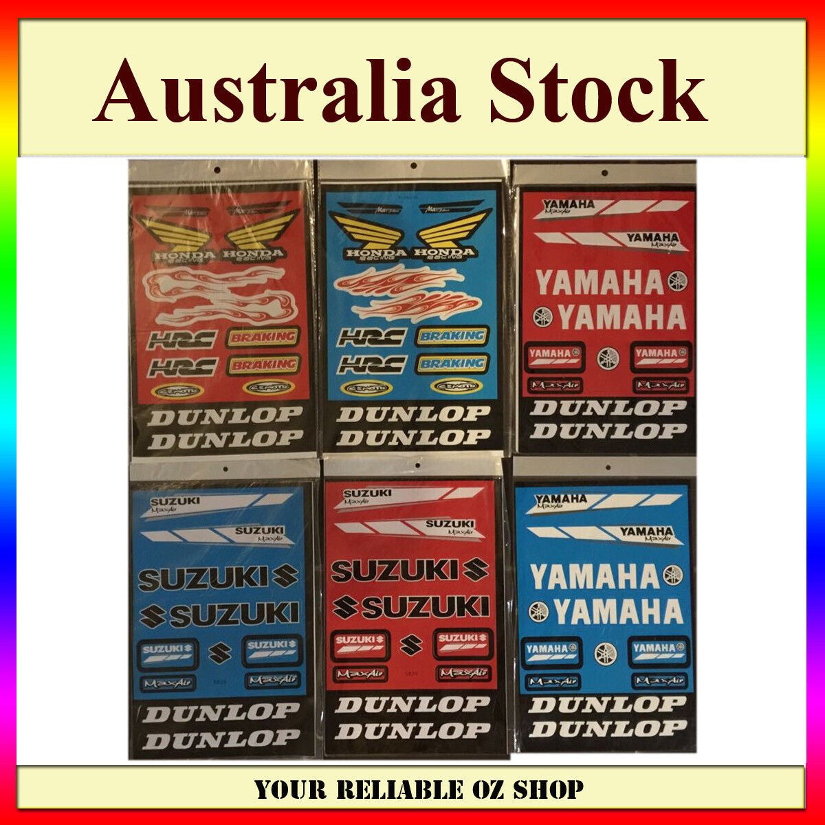 6 SHEETS Sticker Decal MOTOCROSS MOTOR BIKE Dirt ATV Quad HONDA YAMAHA SUZUKI