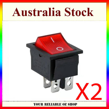 2PCs 4 PIN START SWITCH ON OFF RED SQUARE BUTTON FOR BOAT 16A/250V 25A/125V AC