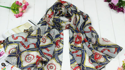 Lady Women Fashion Stole Helm Print Thin Scarf Cape Shawl Star Winter Spring
