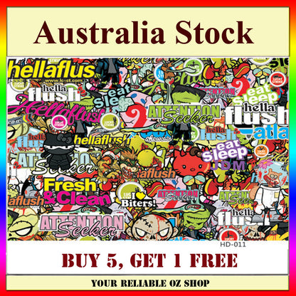 Decal Sticker Bomb Sheet A4 HOON JDM Eat Sleep Hella Car Wrap Skateboard Scooter