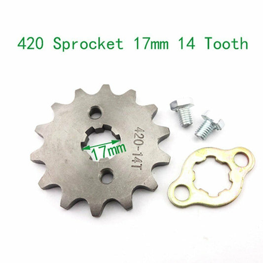 17mm 420 14T Tooth FRONT CHAIN SPROCKET 50cc 110cc 125cc 150cc ATV QUAD BIKE