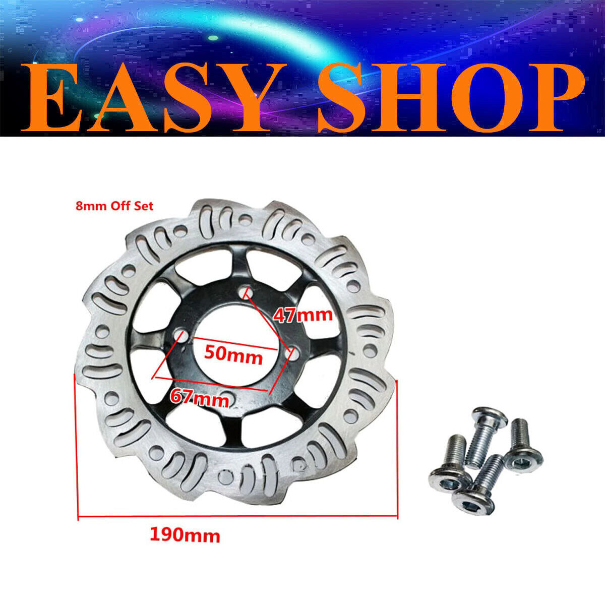 190mm Front Brake Rotor Disc Caliper + Bolts Thumpstart Dirt Pit Pro Trail Bike