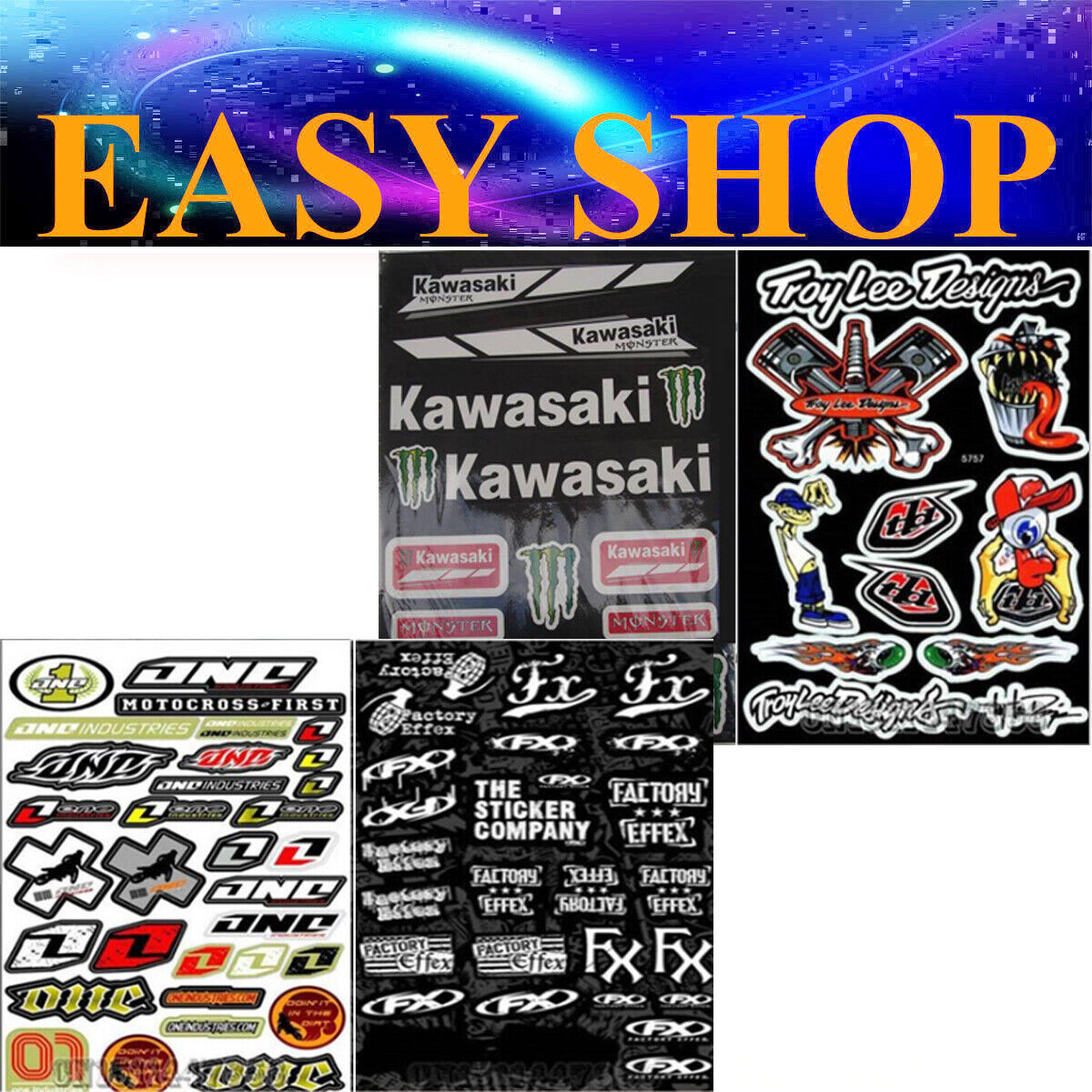 4 Sheets Sticker Decal Troy Lee Kawasaki FX Factory Effex ONC Motocross Bike ATV