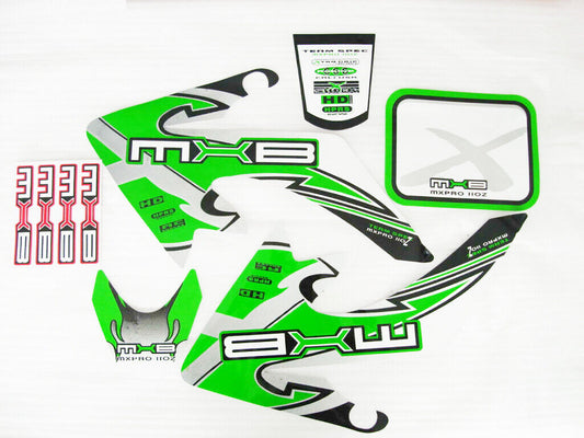 Green Sticker Decal Kit 50cc 70cc 90cc 110cc 125cc Atomic DHZ Assassin MXB MXPRO