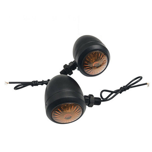 2Pcs Black Motorcycle Bullet Turn Signal Amber Light Indicator Blinker Harley