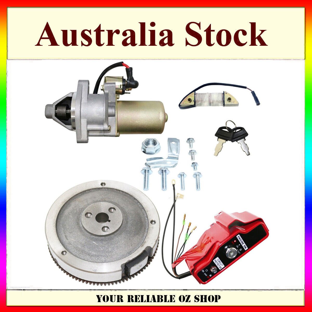 Starter Motor Flywheel Ignition Kit For Honda GX240 GX27 188F 8HP 9HP Engine