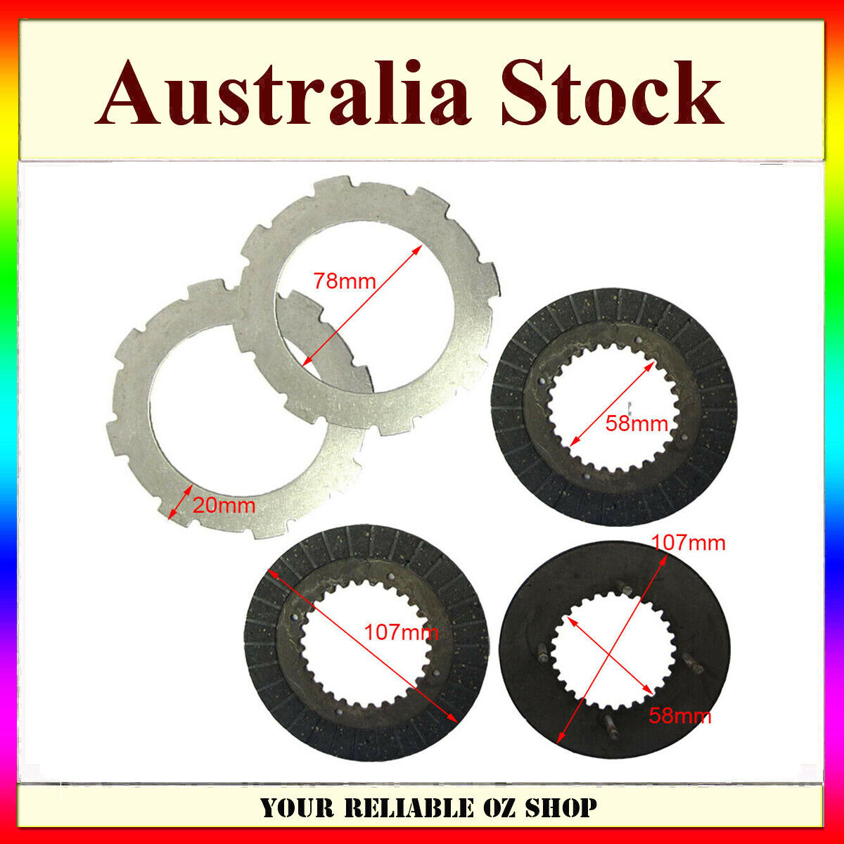 5Pcs Wet Clutch Plate Kit Honda GX160 GX200 GX270 GX390 13HP 168F 170F 188F