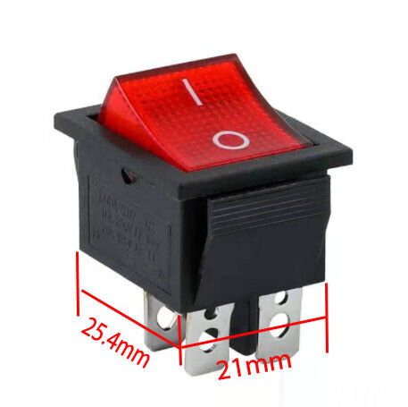 2PCs 4 PIN START SWITCH ON OFF RED SQUARE BUTTON FOR BOAT 16A/250V 25A/125V AC