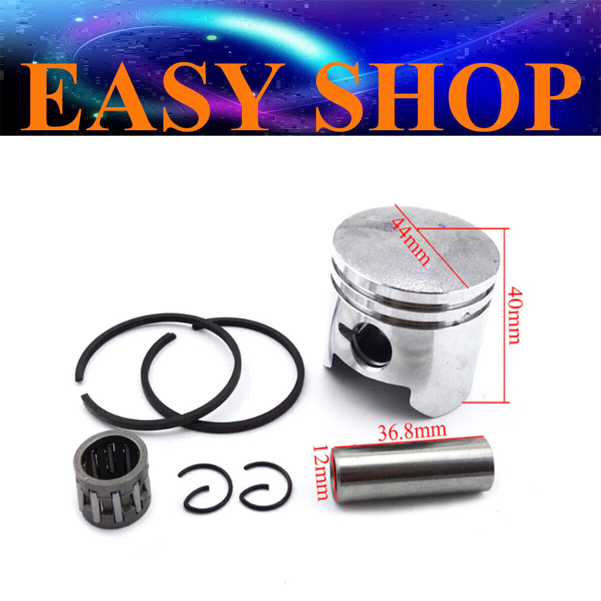 44mm 12mm Pin 44-6 Piston Rings 47cc 49cc 2 Stroke Minimoto Thumpstar Scooter