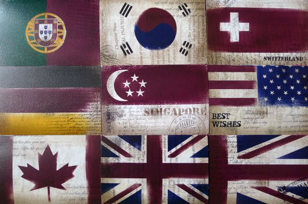 18 Pcs Vintage National Flag Post Card Craft Gift Memory Birthday DIY Kraft