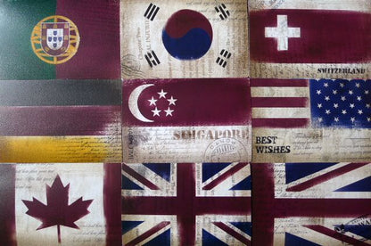 18 Pcs Vintage National Flag Post Card Craft Gift Memory Birthday DIY Kraft