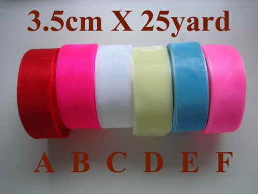 25 Yard 35mm Organza Sheer Ribbon Bow Wedding Craft Sew Gift Box Scrapbook DIY