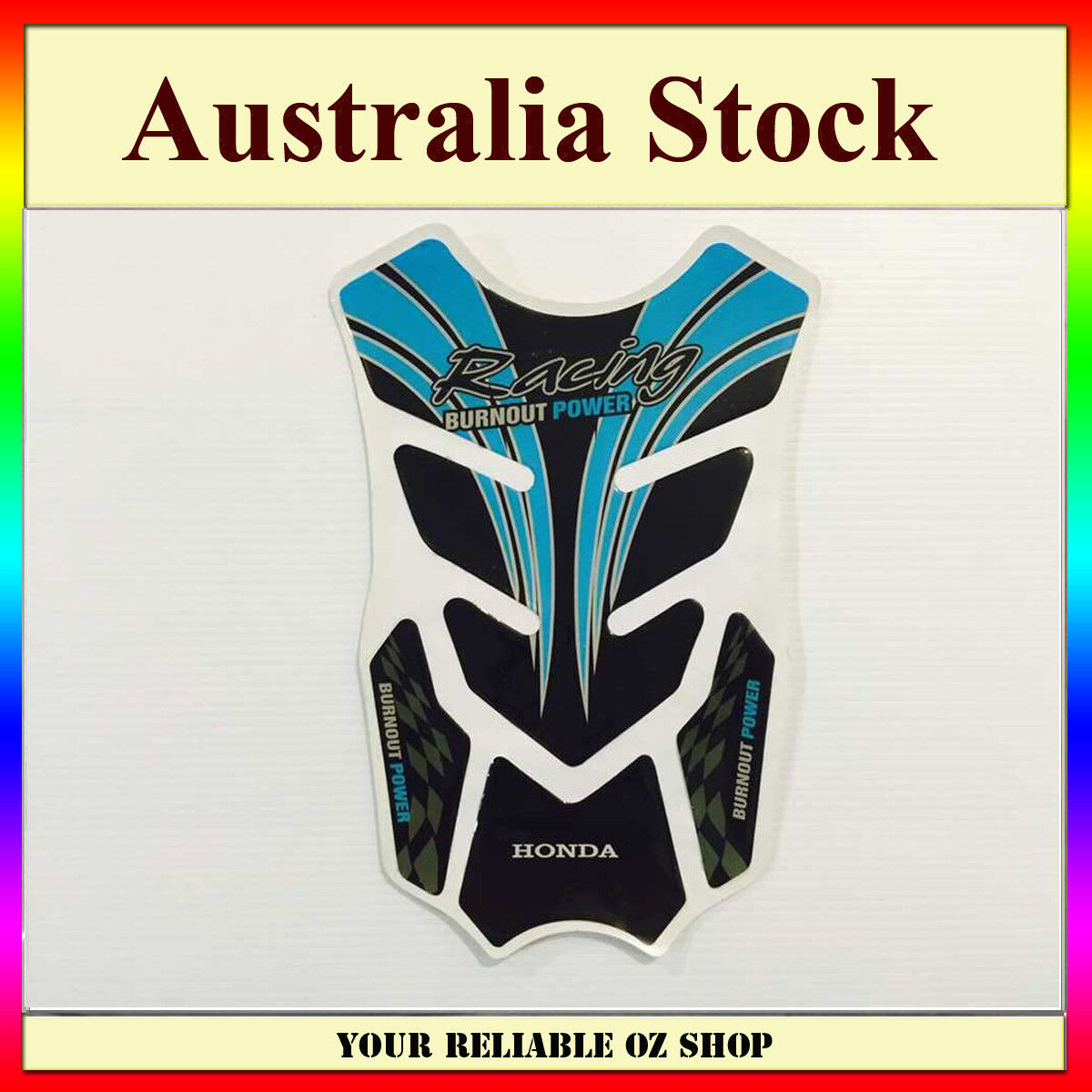 HONDA BLUE BURNOUT RACING GAS FUEL PETROL TANK PAD PROTECTOR MOTOCROSS BIKE