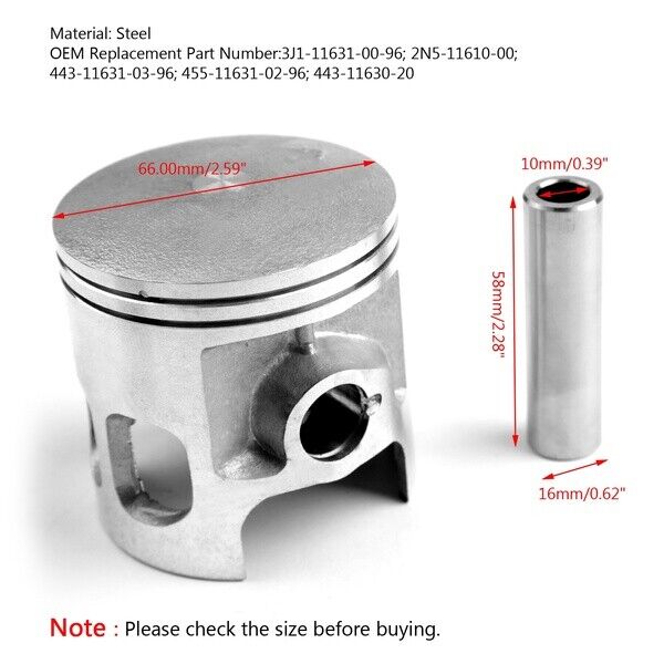 PISTON RINGS PIN CLIPS KIT 66mm For YAMAHA DT 175 DT175 1978-2014 BIKE