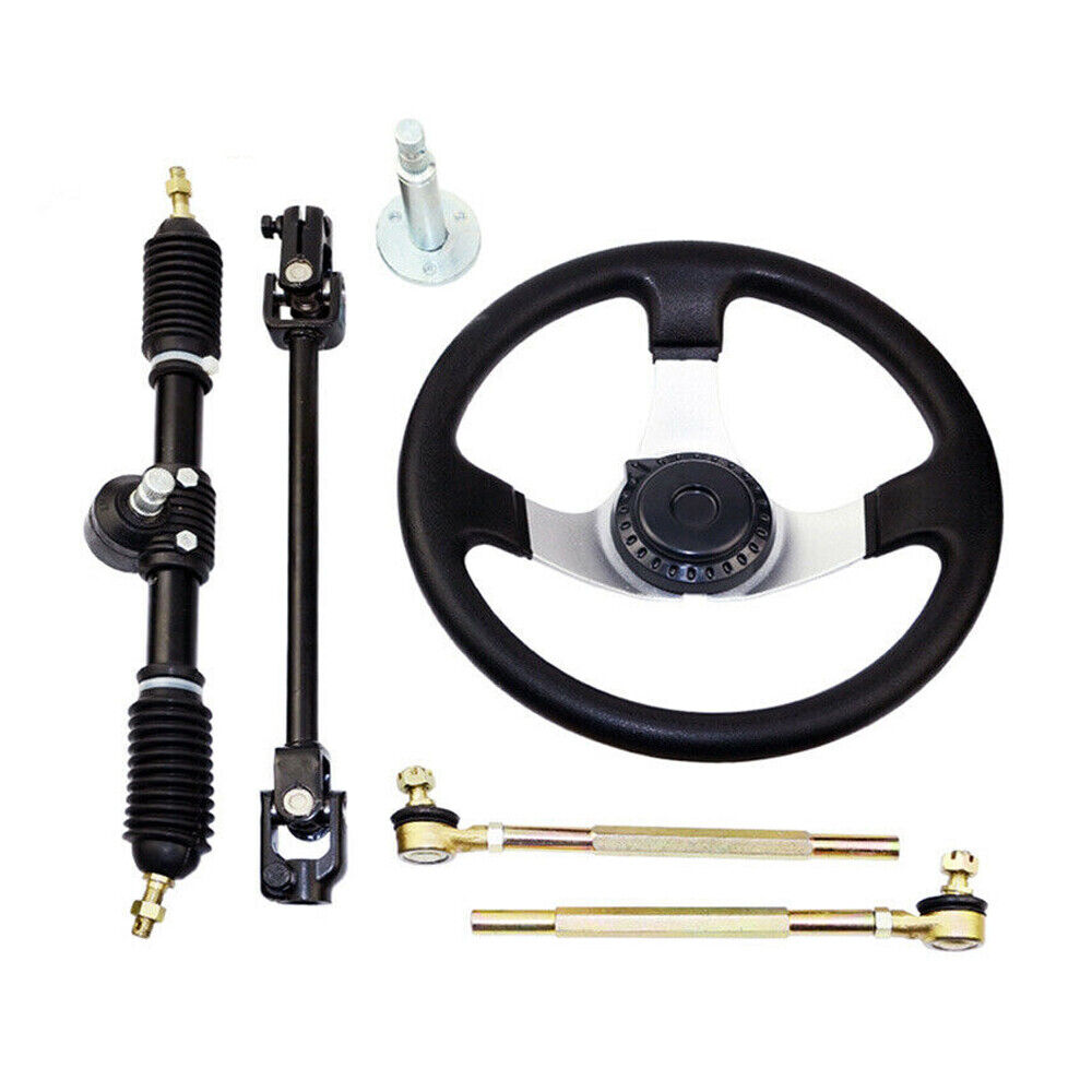 30cm Steering Wheel Assembly Tie Rod Rack Adjustable Shaft For Go Kart 110cc