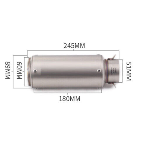 Titanium Stainless Steel 51mm Universal Motorcycle Exhaust Pipe Muffler Racer