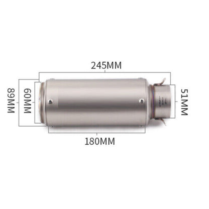 Titanium Stainless Steel 51mm Universal Motorcycle Exhaust Pipe Muffler Racer