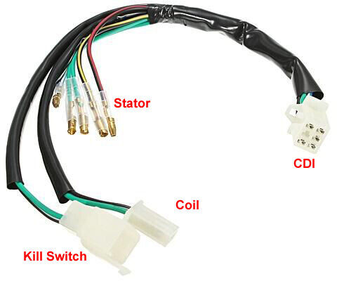 KICK START Wiring harness CDI COIL KILL SWITCH 90cc 125cc 140cc 150cc DIRT BIKE