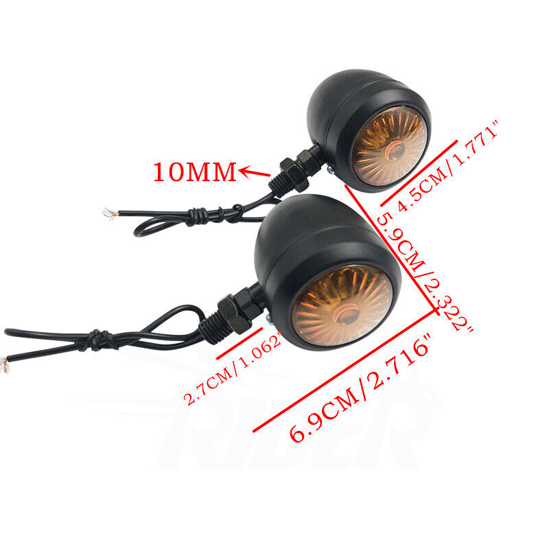 2Pcs Black Motorcycle Bullet Turn Signal Amber Light Indicator Blinker Harley