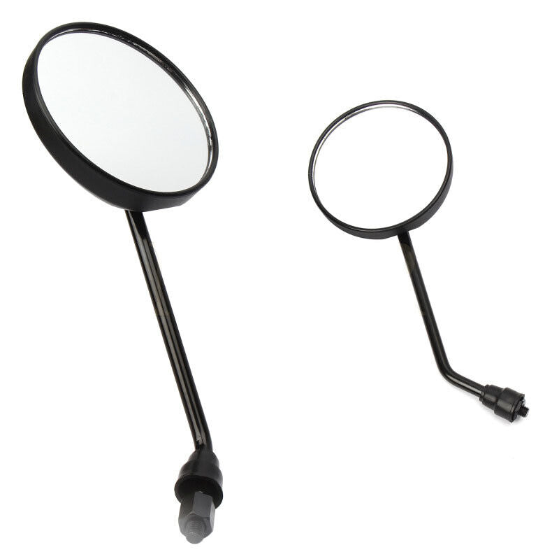 Pair Round Black Universal Motorcycle Mirror 8mm Thread Rear View Side Mirrors