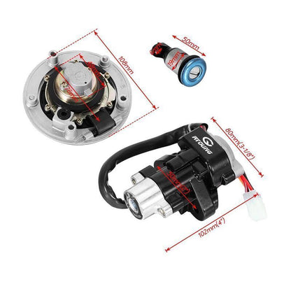 Ignition Key Switch Gas Fuel Cap Cover Lock Set Seat For Suzuki GSXR600 GSXR750