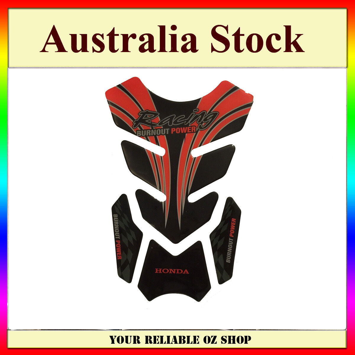 HONDA RED RACING BURNOUT POWER GAS FUEL PETROL TANK PAD PROTECTOR MOTOCROSS BIKE
