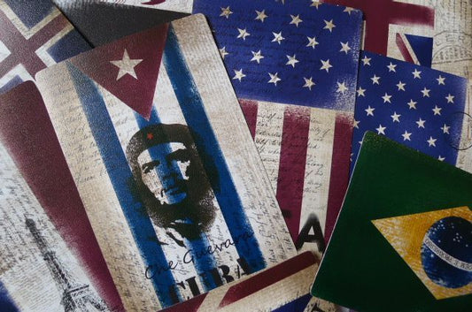 18 Pcs Vintage National Flag Post Card Craft Gift Memory Birthday DIY Kraft