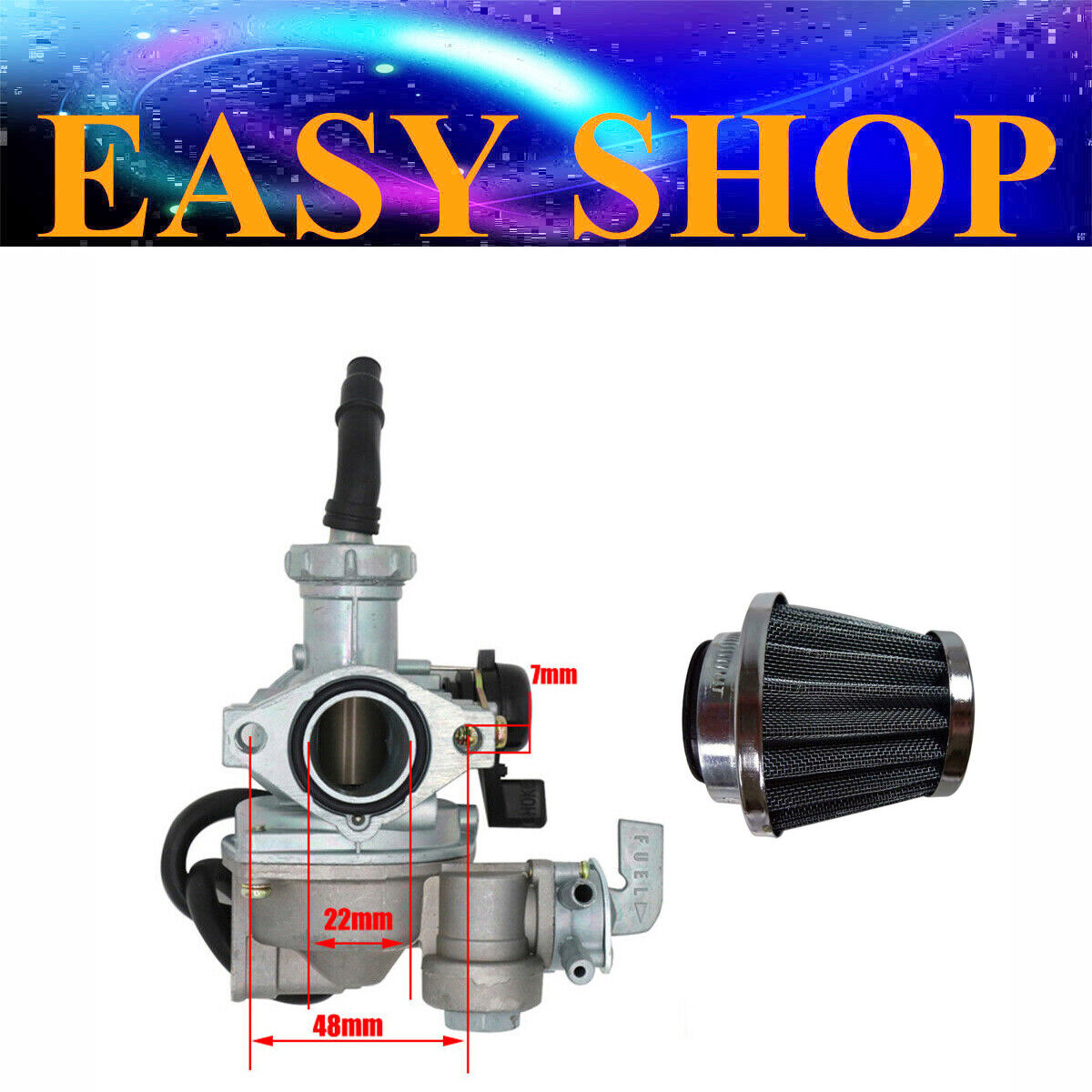 22mm 48mm Carburetor Carby + Air Filter for Honda TRX125 CT90 CT110 FourTrax