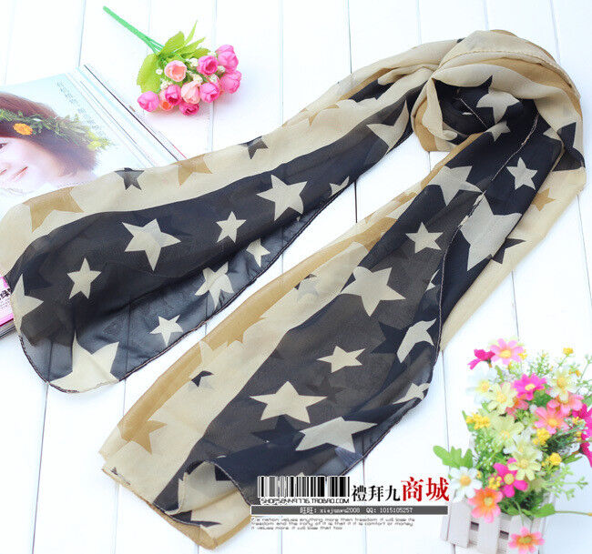 Lady Women Fashion Stole Printing Thin Scarf Cape Shawl Star Winter Spring Wrap