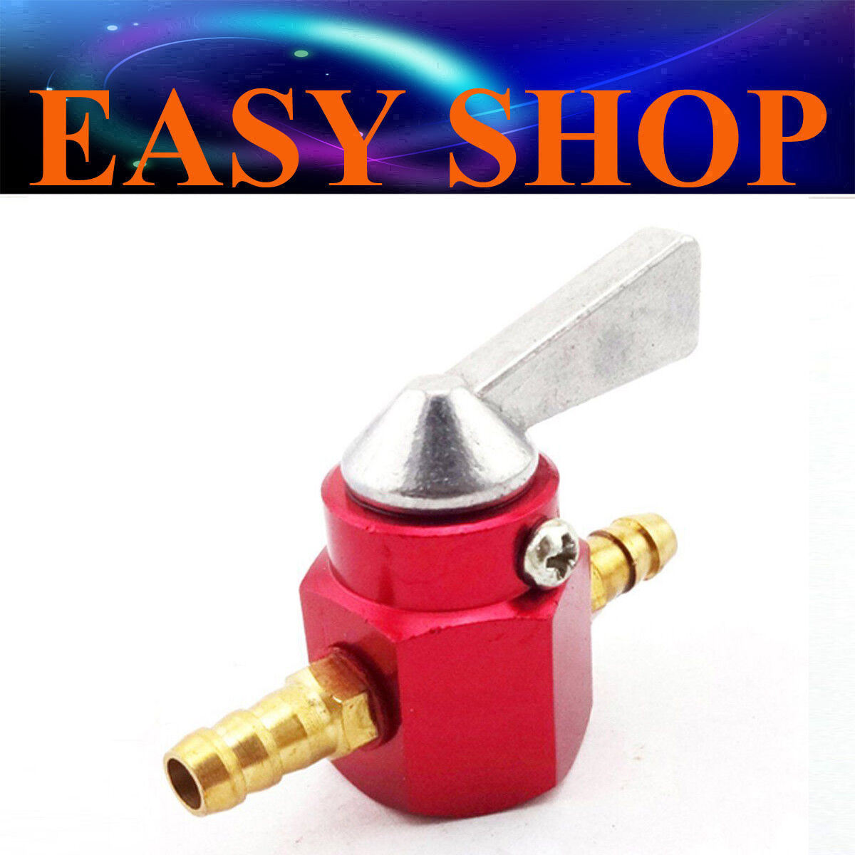 1/4" 6mm Inline CNC Universal Motorcycle ATV Petrol Fuel Tap Petcock Valve RED