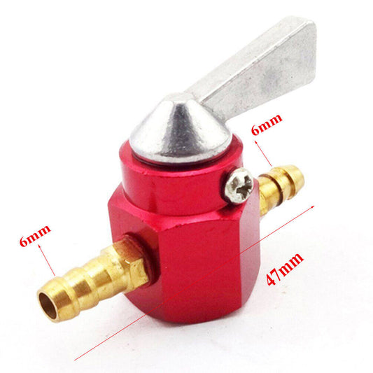1/4" 6mm Inline CNC Universal Motorcycle ATV Petrol Fuel Tap Petcock Valve RED