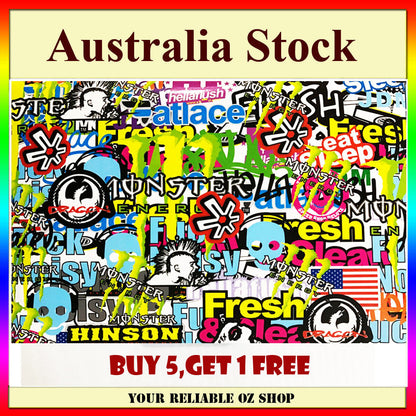 A4 Decal Sticker Bomb Sheet JDM Car Skateboard Hellaflush Hinson Eat Sleep Fresh