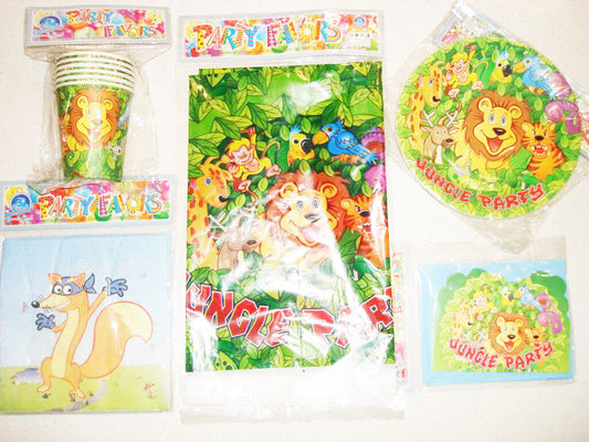 Baby Shower Kids Jungle Birthday Party Supply Disposal Cup Plate Card Invitation