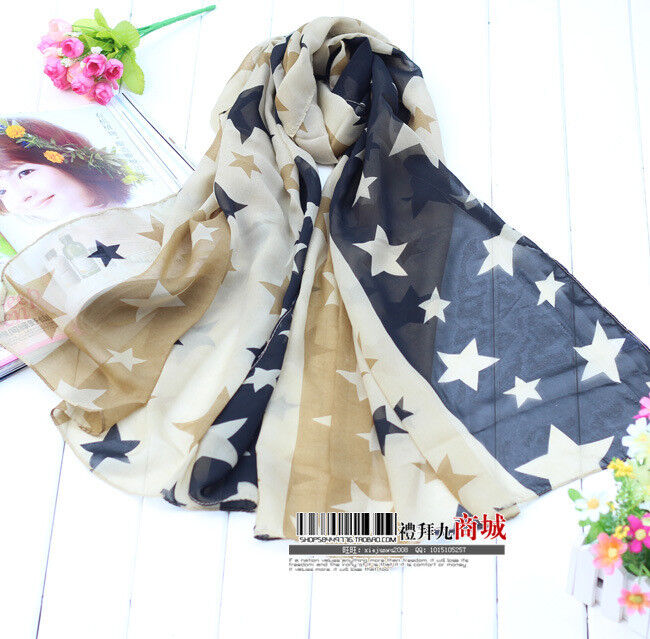 Lady Women Fashion Stole Printing Thin Scarf Cape Shawl Star Winter Spring Wrap