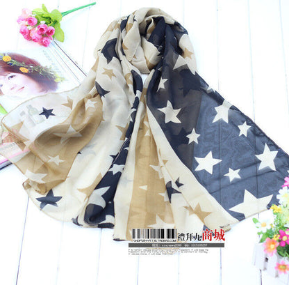 Lady Women Fashion Stole Printing Thin Scarf Cape Shawl Star Winter Spring Wrap