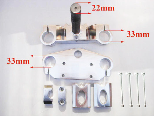 Silver 33mm Triple Trees 22mm Clamps 110cc 125cc PITPRO DIRT BIKE Binocular Fork