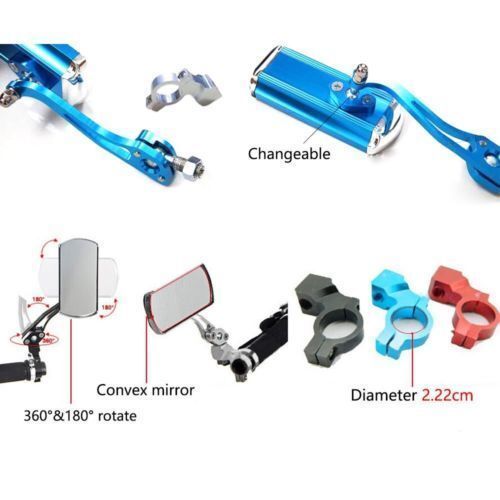 2X RED Alloy Bike Mirror Mountain Bicycle Rearview Handlebar End Rear Back View