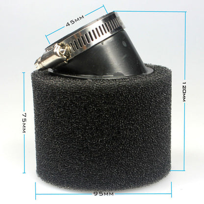 2X 44mm- 46mm Bent Angled Foam Air Filter YX140cc 150cc 125cc PIT Quad Dirt Bike
