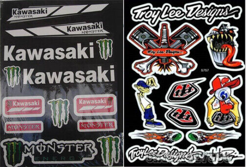 4 Sheets Sticker Decal Troy Lee Kawasaki FX Factory Effex ONC Motocross Bike ATV