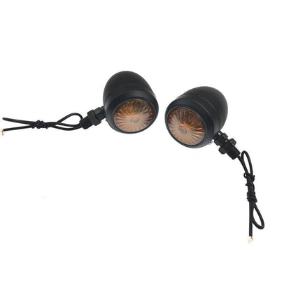 2Pcs Black Motorcycle Bullet Turn Signal Amber Light Indicator Blinker Harley