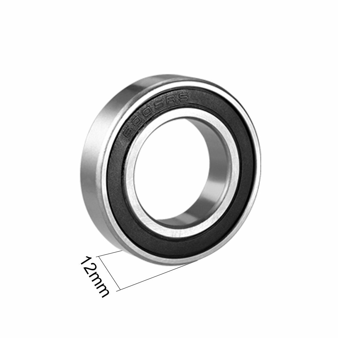 2x 6005RS 25mm x 47mm x 12mm Black Rubber Double Sealed Deep Groove Ball Bearing