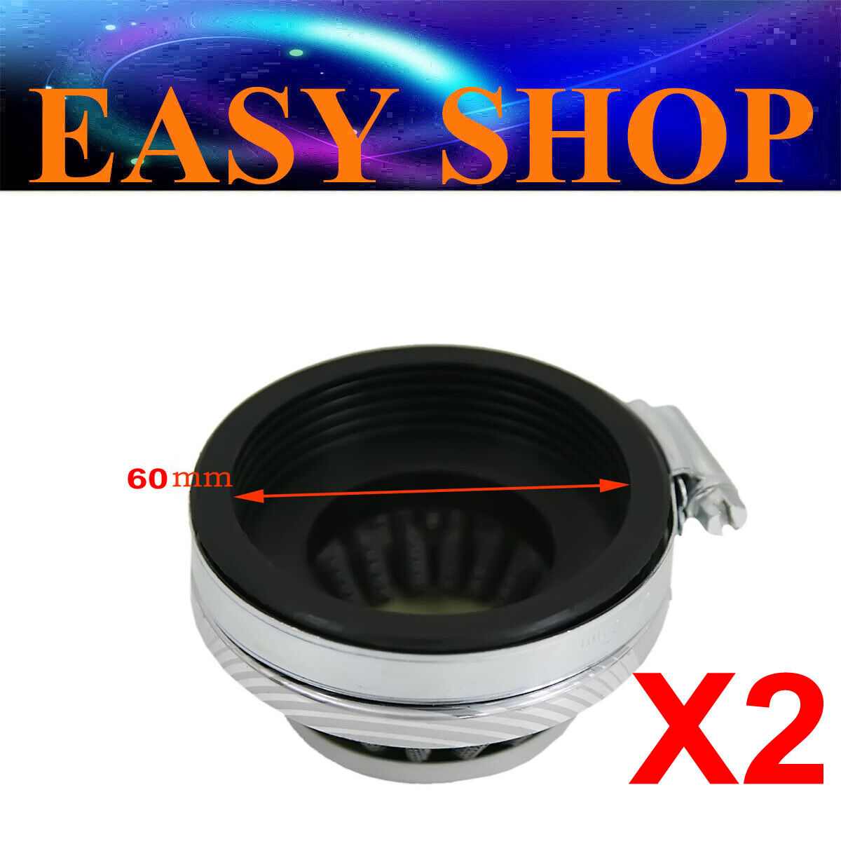 2X 60mm 61MM AIR FILTER 49cc 66cc 70c 80CC Motorized Motorised Bicycle Push Bike